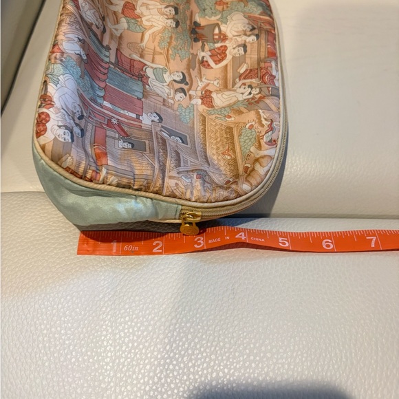 Jim Thompson Gorgeous Silk Leather Cosmetics Travel Bag Zip Closure - Picture 9 of 11